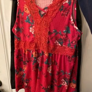 Torrid Flowy Red Floral Top Sexy Summery Cute - image 1